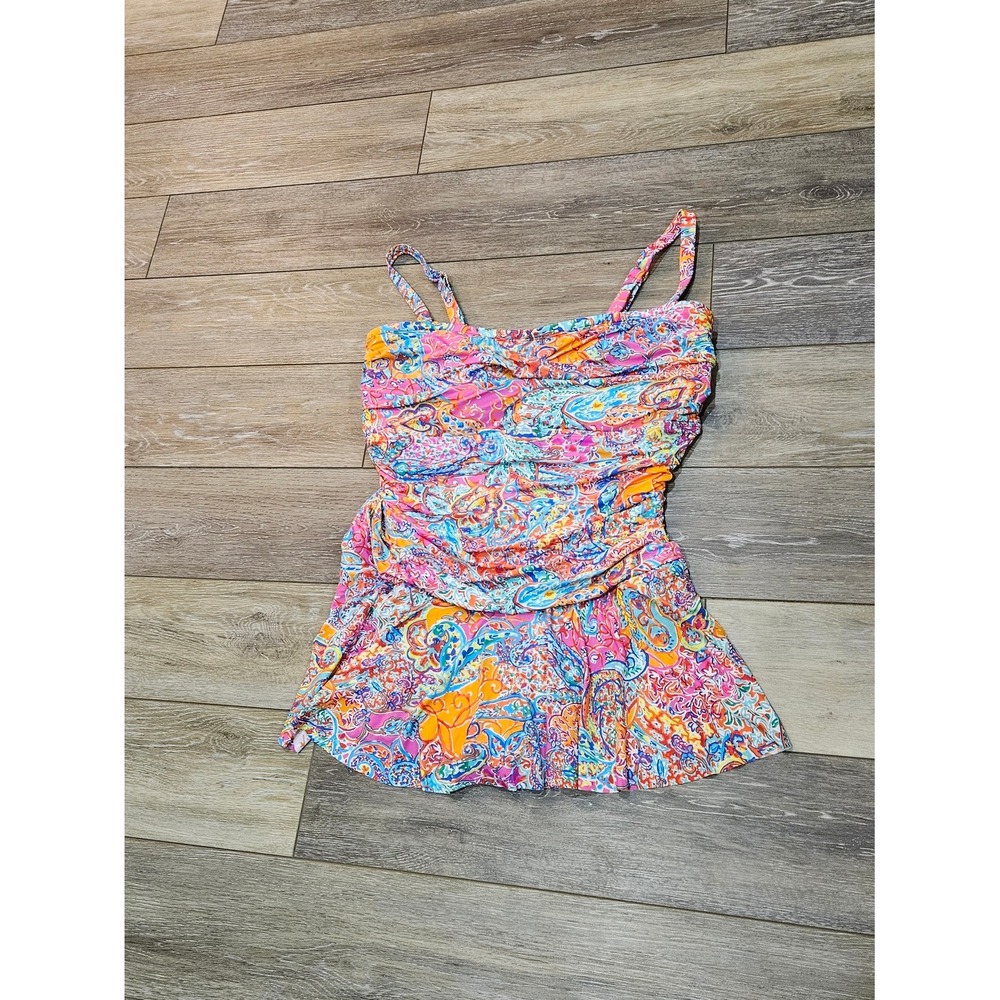 Lauren Ralph Lauren Amara Patchwork  Paisley One-Piece Swimsuit Size 20